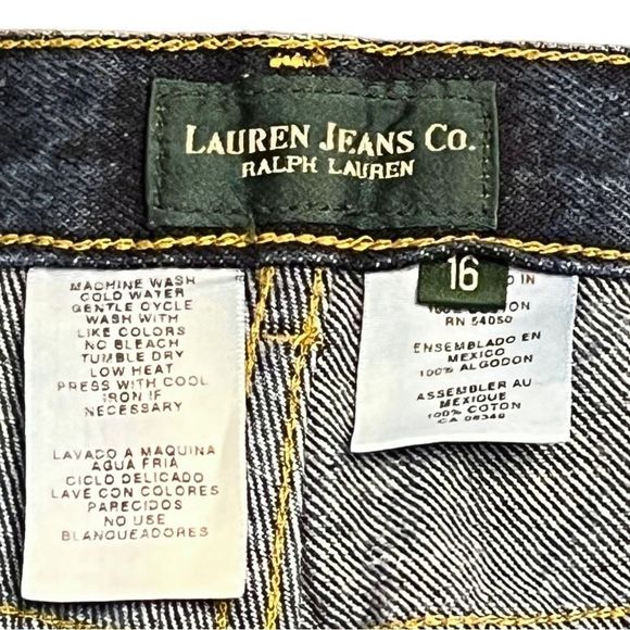 Ralph Lauren Lauren Jeans Co. Dark Wash High Rise Straight Jeans Size 16 - Picture 3 of 6